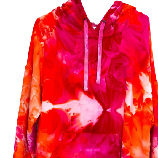Orange and fuchsia hooded sweatshirt ice dyed x-large