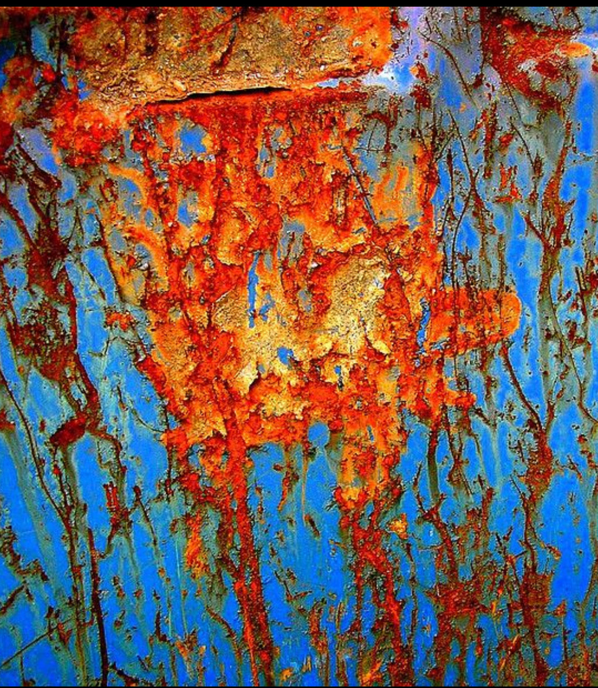 Rust and blue ice dyed t- shirt. Small