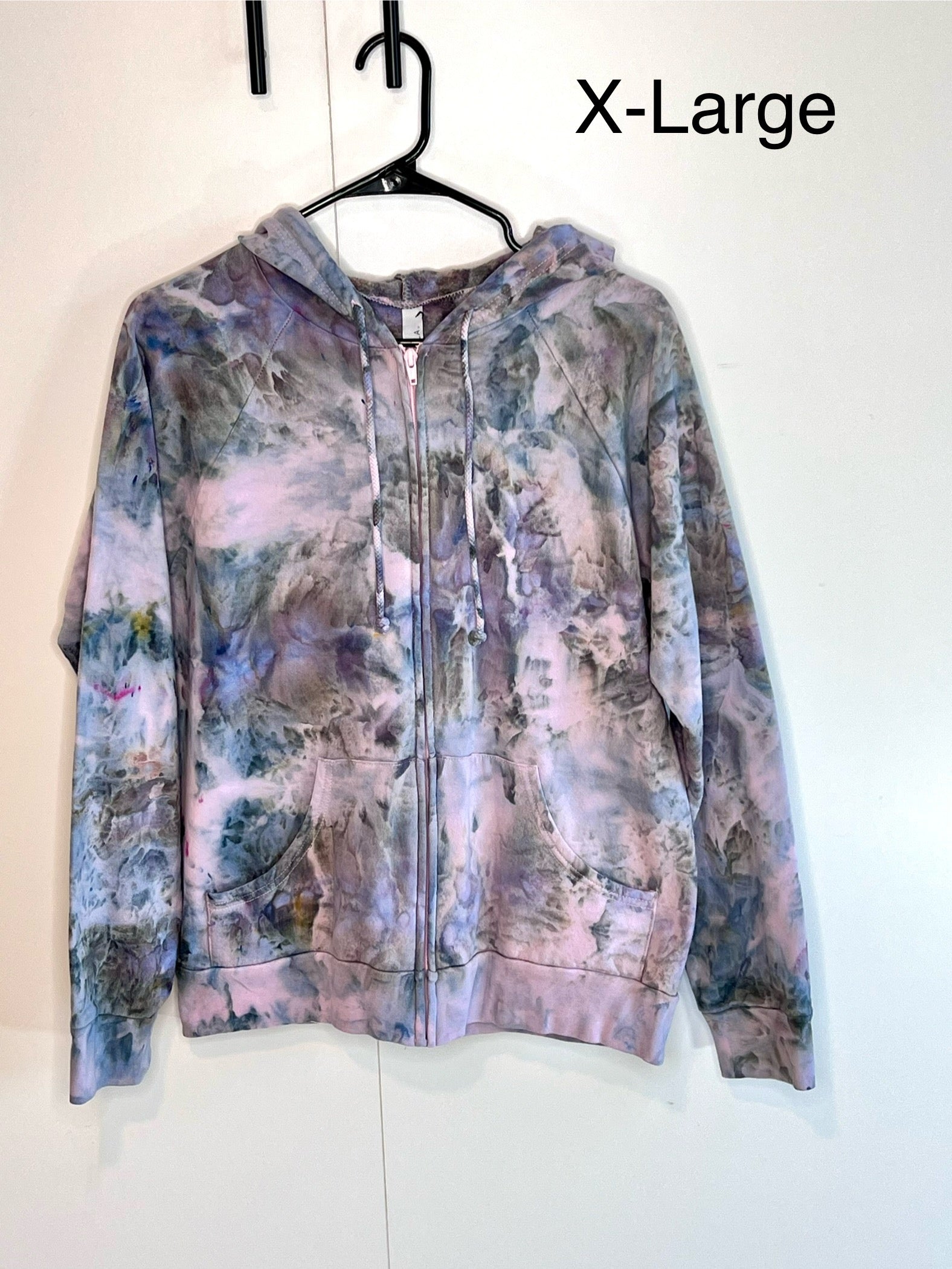 Purple and gray ice dyed zip up hooded sweatshirt-x-large unisex