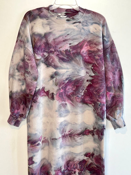 Black cherry ice dyed sweatshirt dress Small