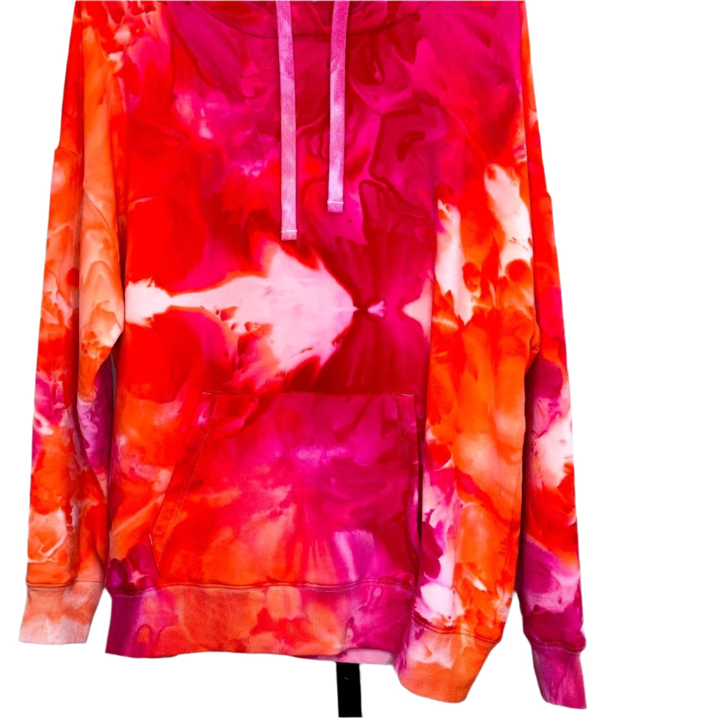 Orange and fuchsia hooded sweatshirt ice dyed x-large