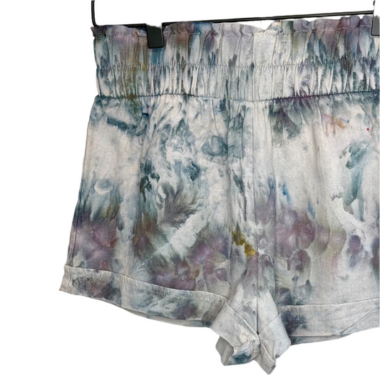Raven and purple ice dye rayon shorts-medium