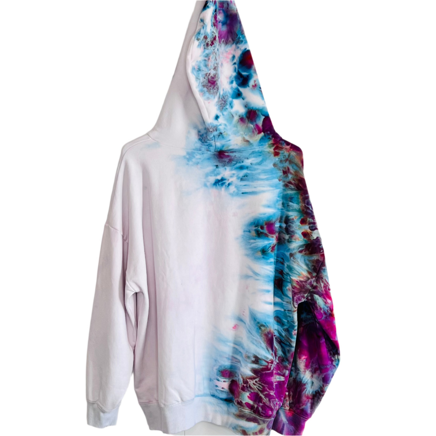 Fuchsia and blue fade ice dyed hoodie x-large