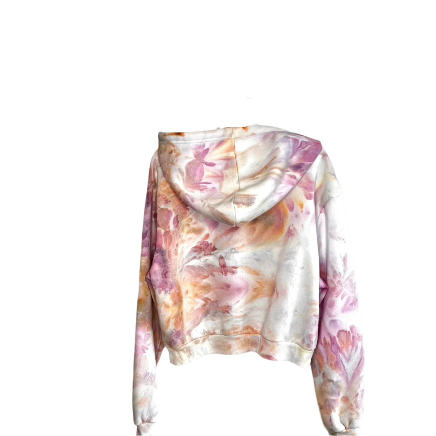 peach and pink ice dyed zip up hooded sweatshirt- Xl