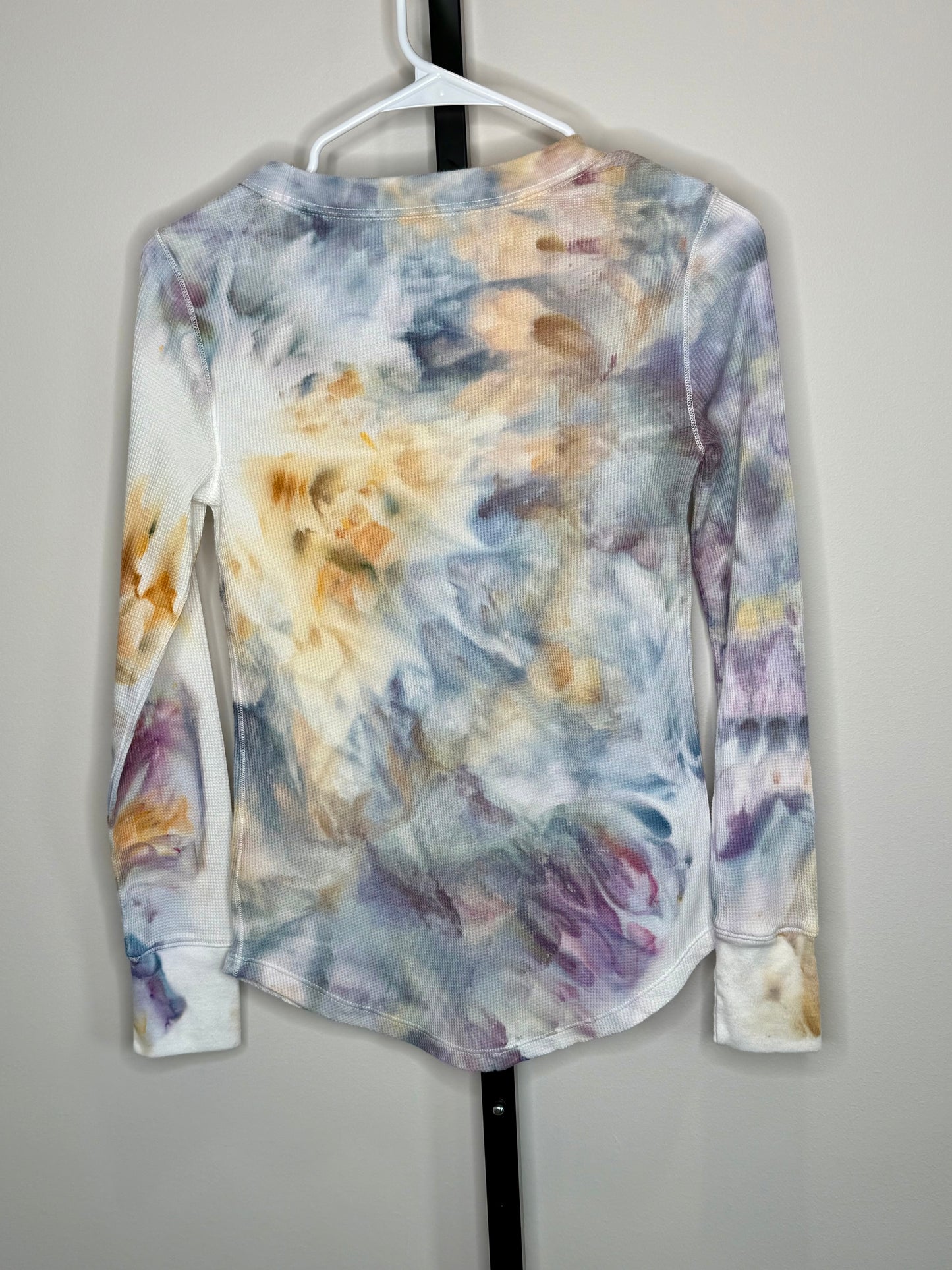 Cosmic chaos abstract ice dyed long sleeve t-shirt- x-small- stretchy