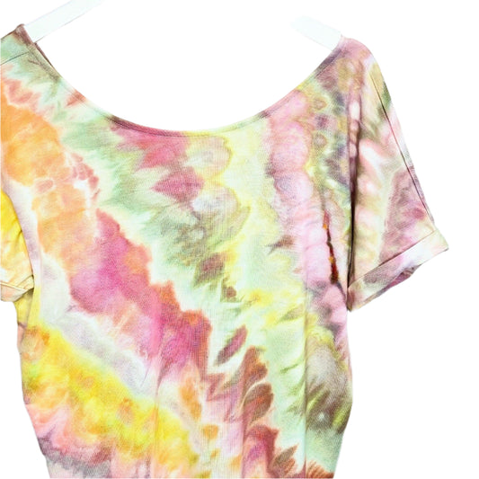 Sweet summer sherbet shade modal ice dyed geode v-neck t shirts Medium