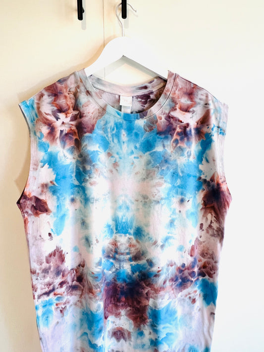 Rust and blue ice dyed dress-X- Large