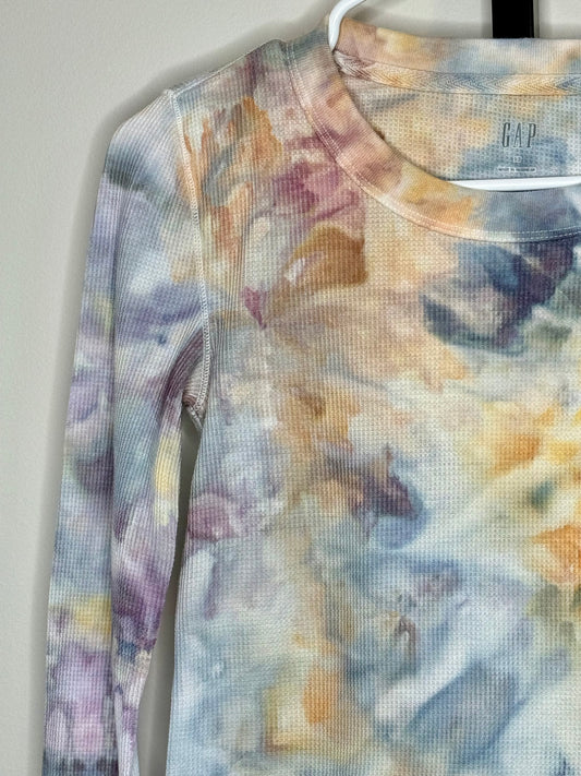 Cosmic chaos abstract ice dyed long sleeve t-shirt- x-small- stretchy