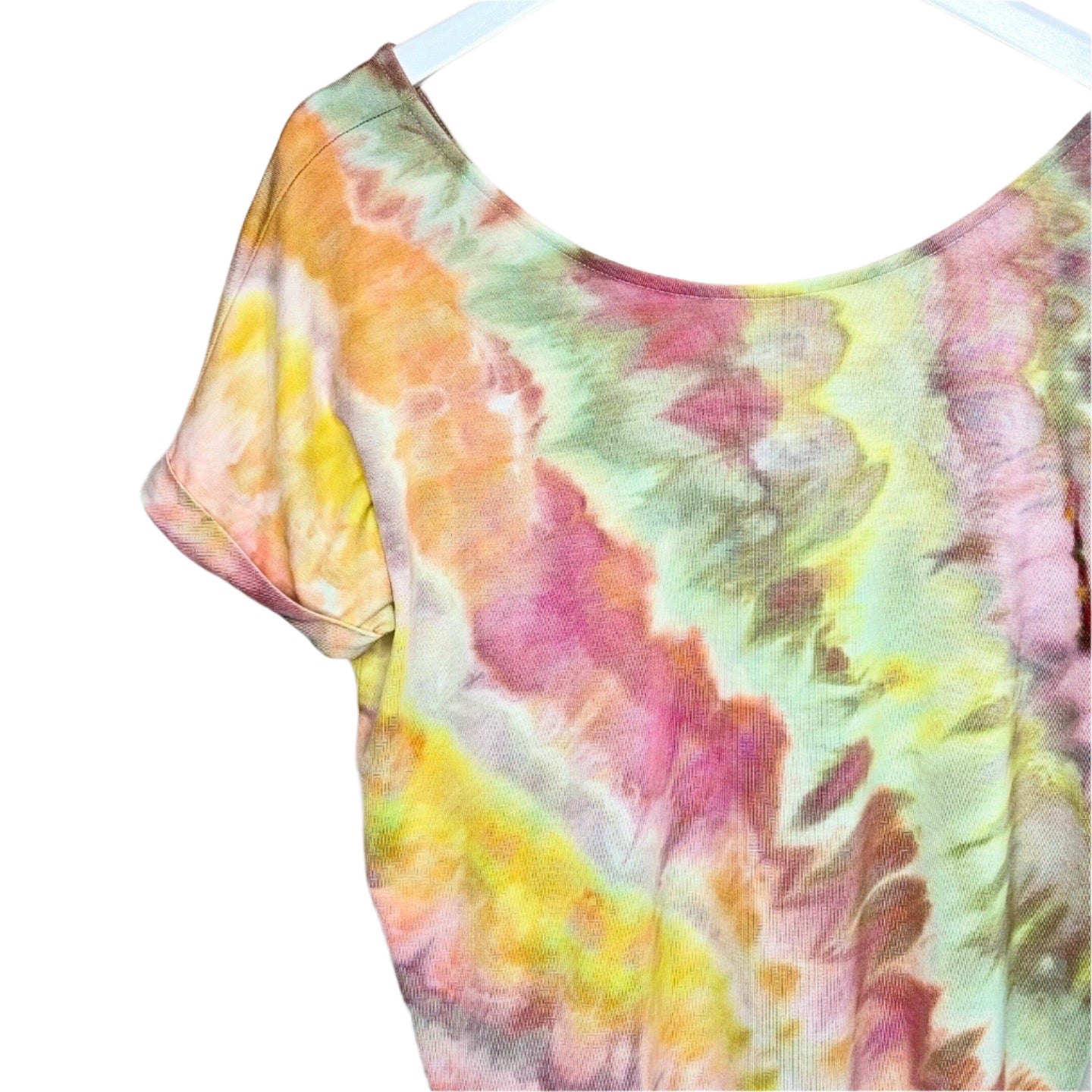 Sweet summer sherbet shade modal ice dyed geode v-neck t shirts Medium