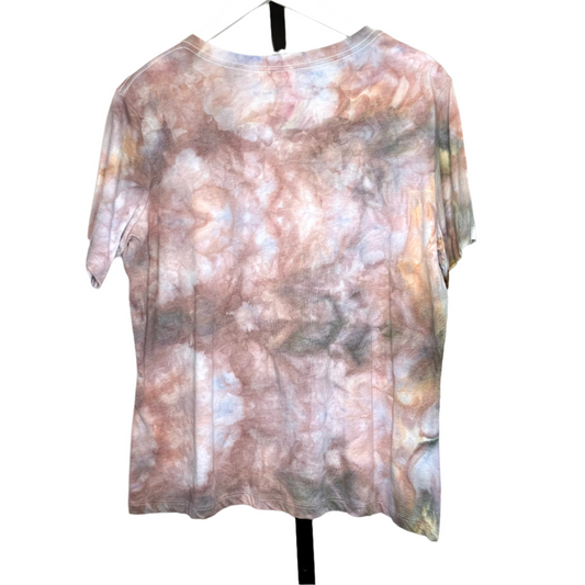 camel storm ice dyed v-neck t shirt x-large