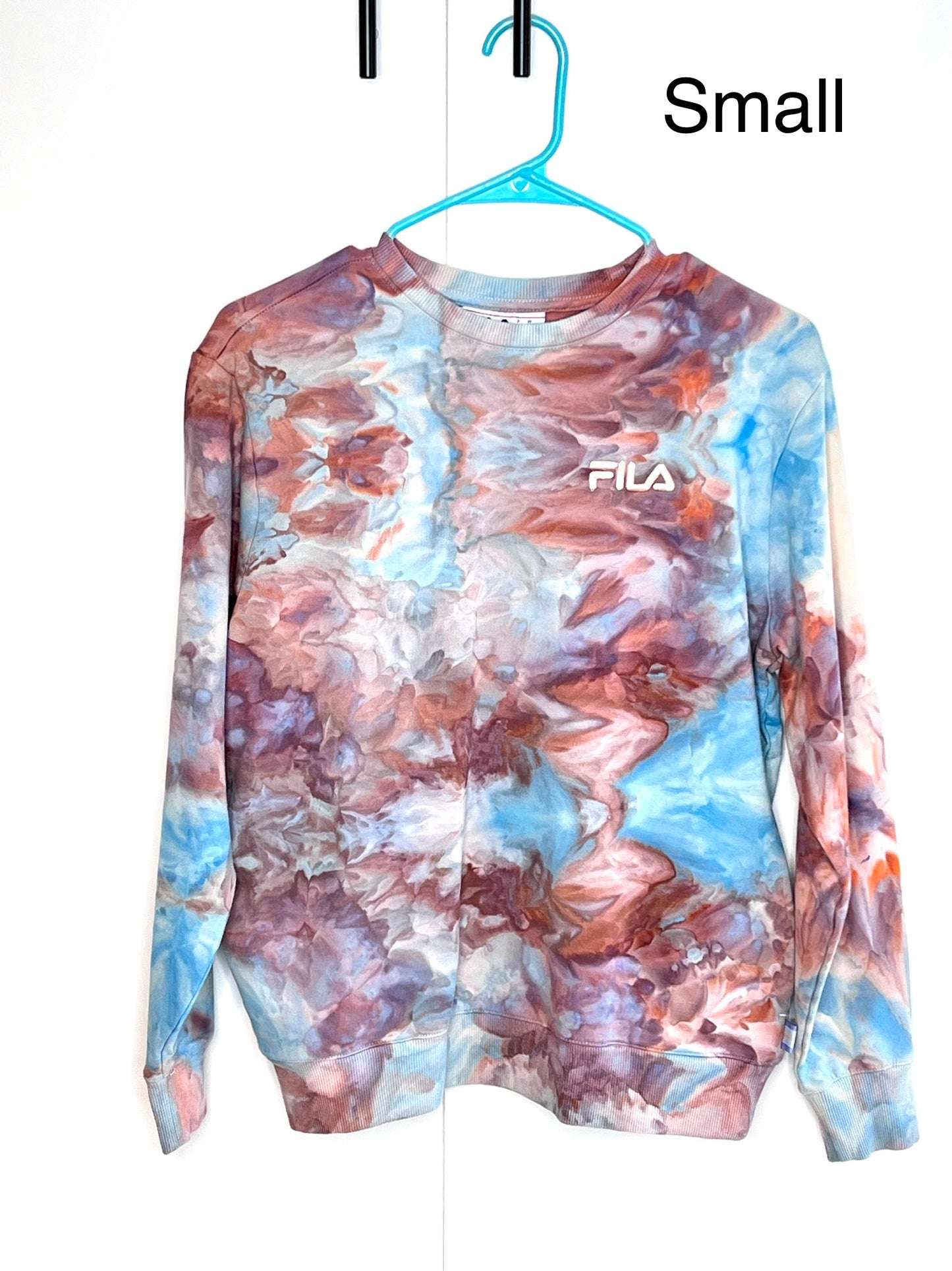 Blue / brown ice dyed Women's sweatshirt with pockets