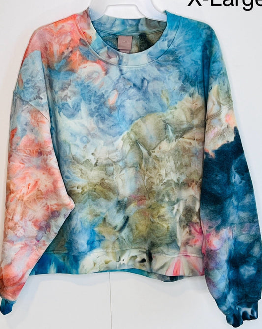 Monet garden ice dyed sweatshirt- tie dyed x-large
