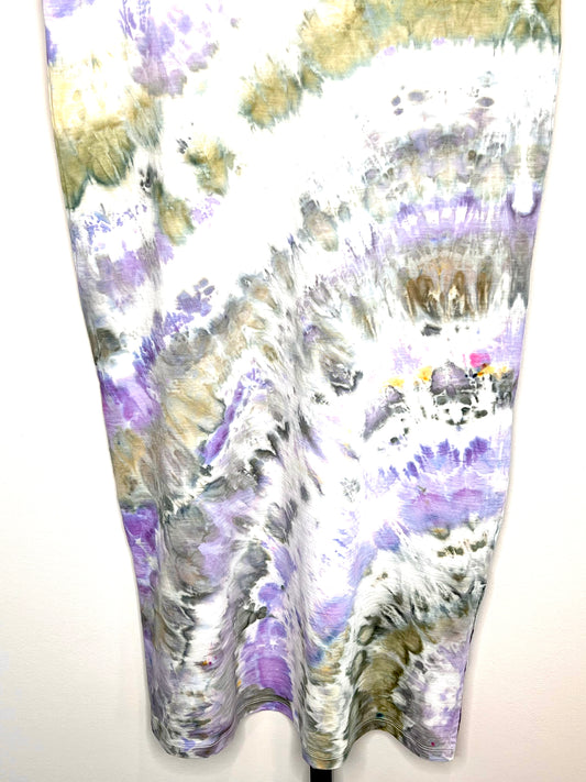 Lilac dream ice dyed t-shirt maxi dress- large