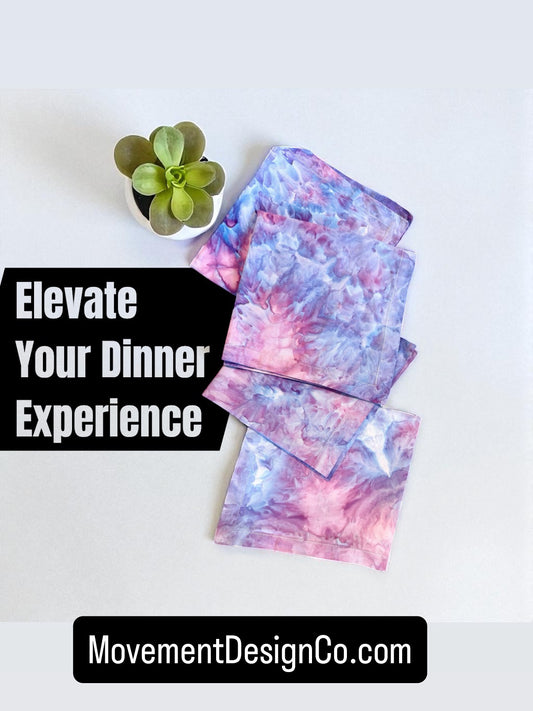 Multiple color options ice dyed - 4 dinner napkins