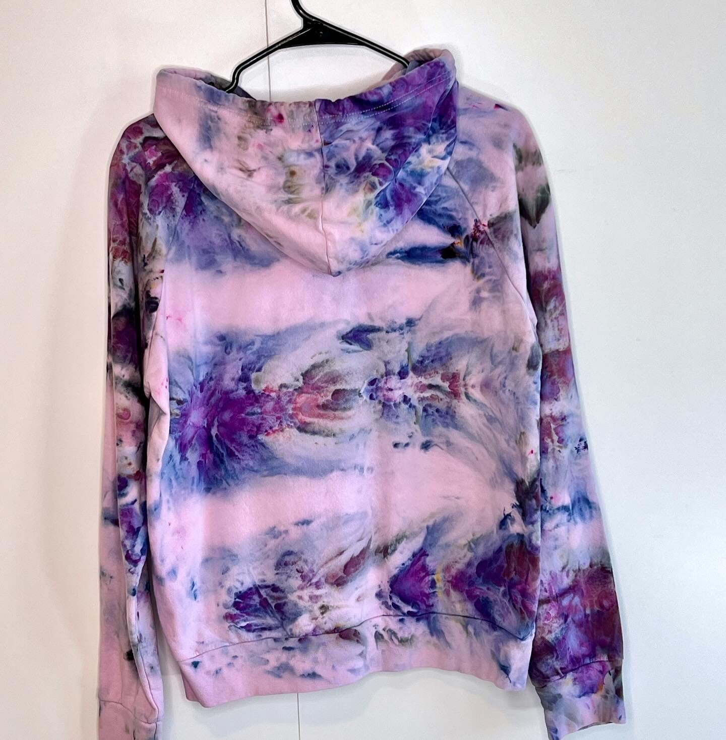 Pink and purple ice dyed zip up hooded sweatshirt-x-large unisex