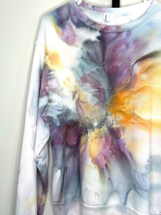 cosmic chaos ice dyed fleeced sweatshirt-small
