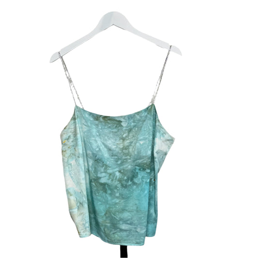 Celadon ice dyed cropped rhinestone strap top- X-Large