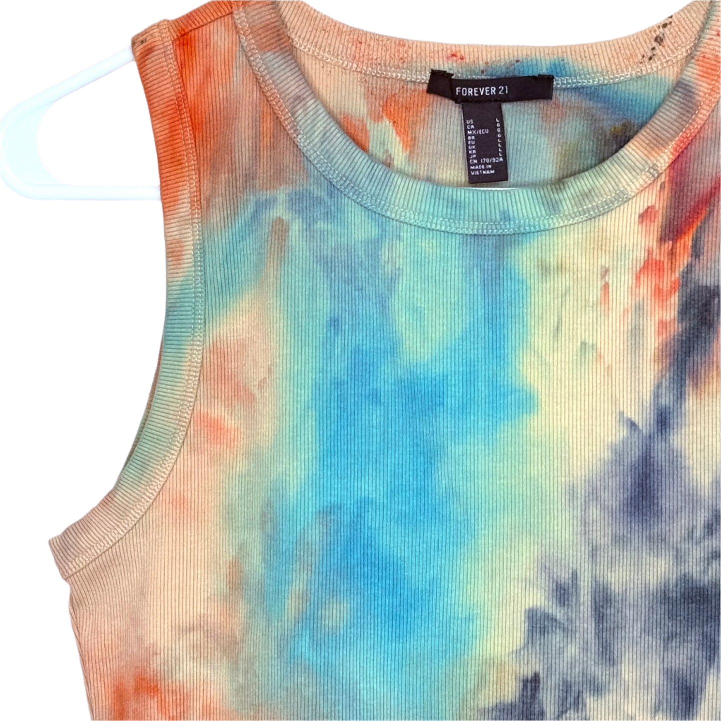 Monet inspired ice dyed ribbed tank top-large
