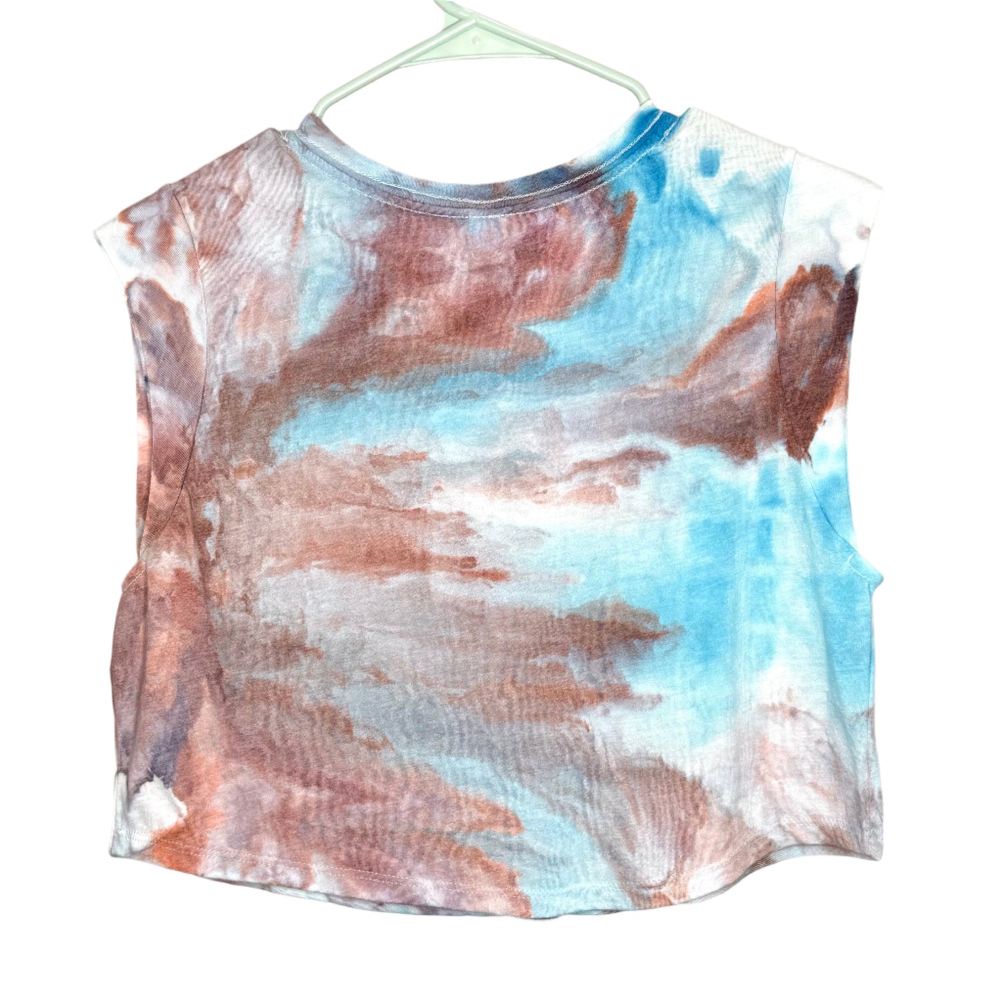 rust and blue cropped muscle tank top hand dyed- small boxy