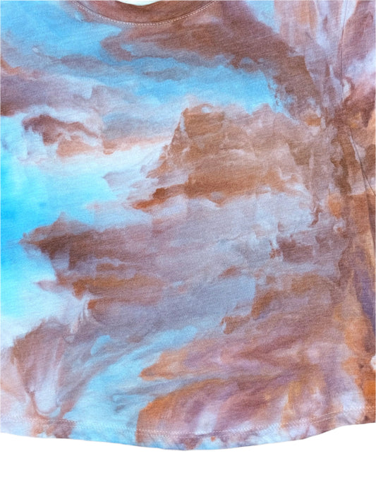 rust and blue cropped muscle tank top hand dyed- small boxy