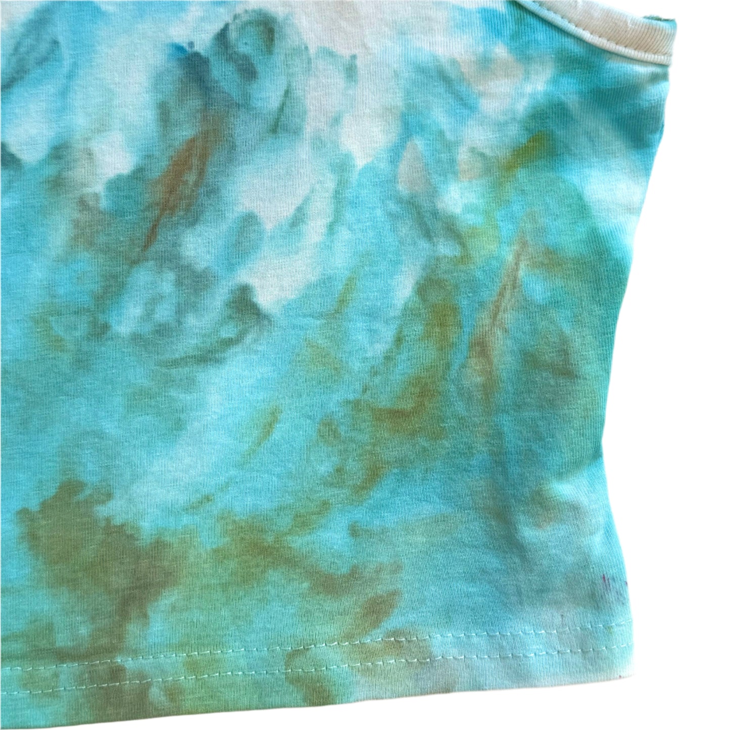 Ocean blue abstract ice dyed high neck crop top- medium