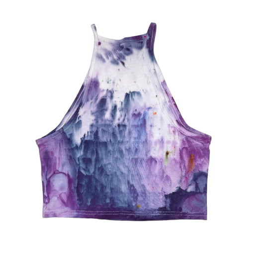 Moody purple ice dyed high neck crop top- Medium