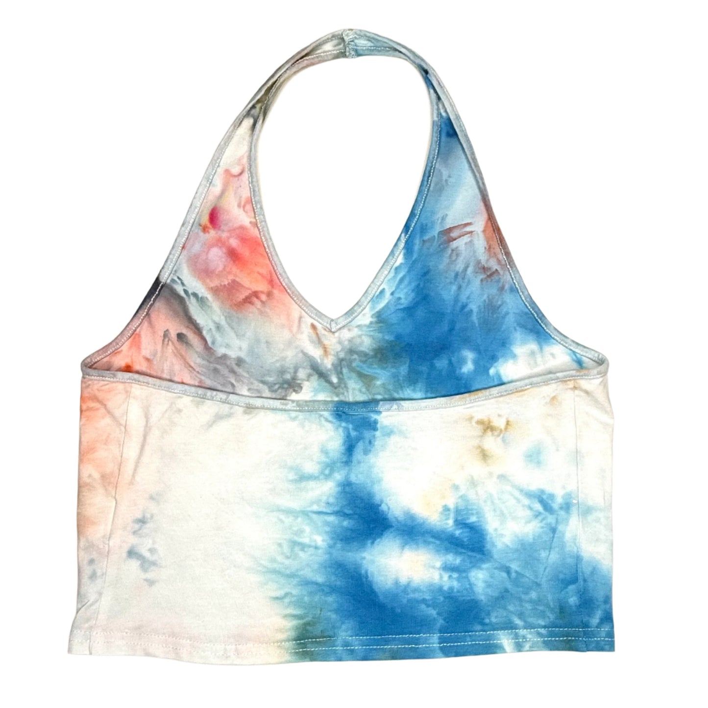 Monet inspired ice dyed haltered v- neck top- Large
