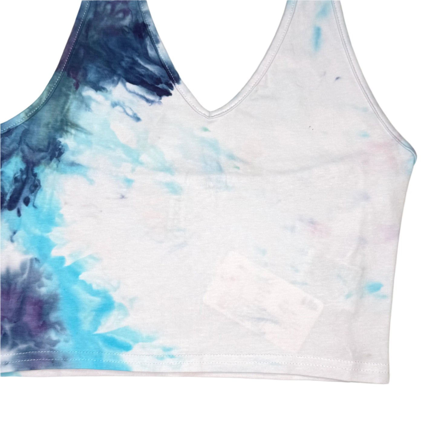 Cosmic splash ice dyed haltered v- neck top- Medium