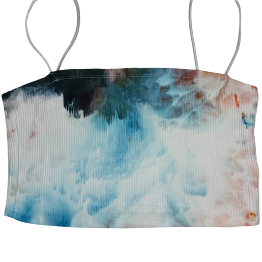 Monet inspired ice dyed cropped tank top Small