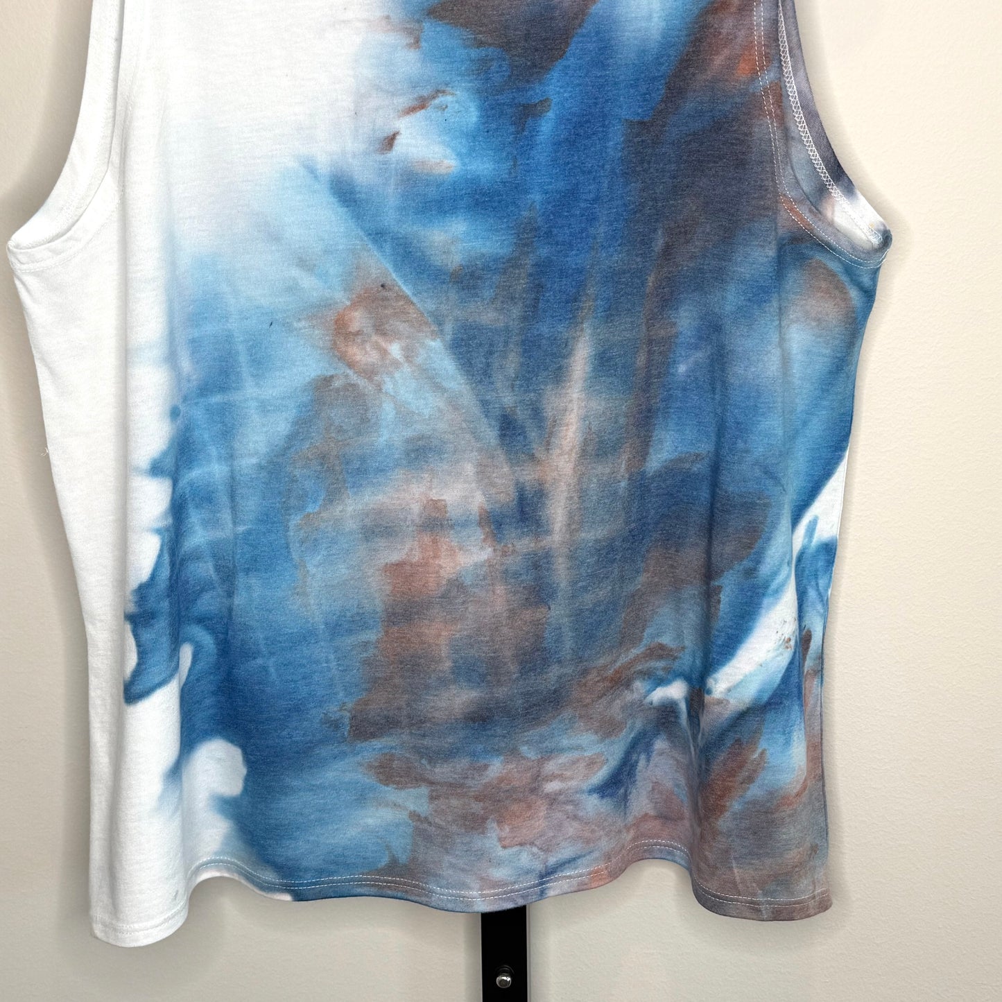 rust and blue abstract ice dyed tank top high neck tank top-Large