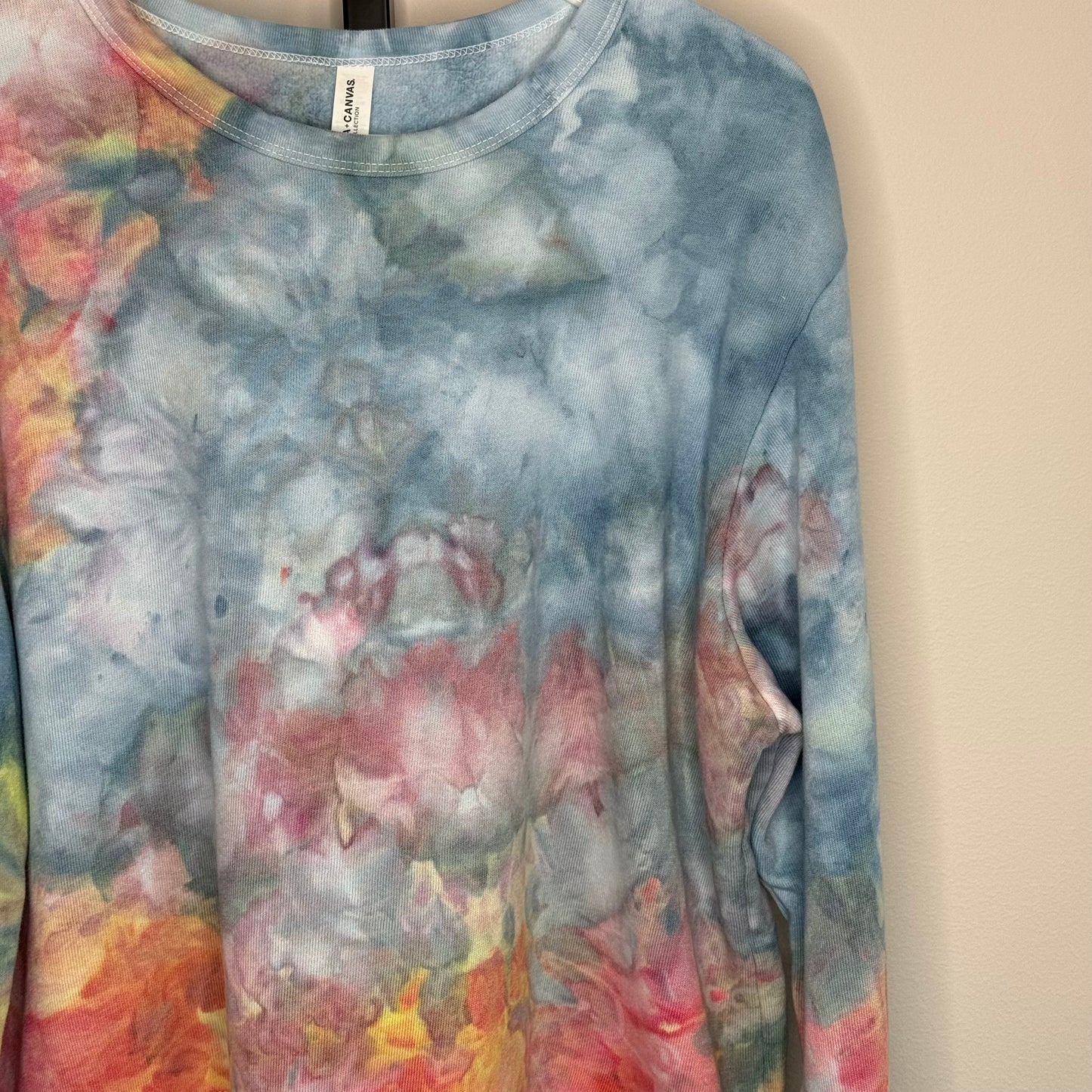 FLoral Nebula ice dyed fleeced sweatshirt-2 XL