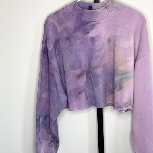 lavender haze ice dyed cropped sweatshirt- xl