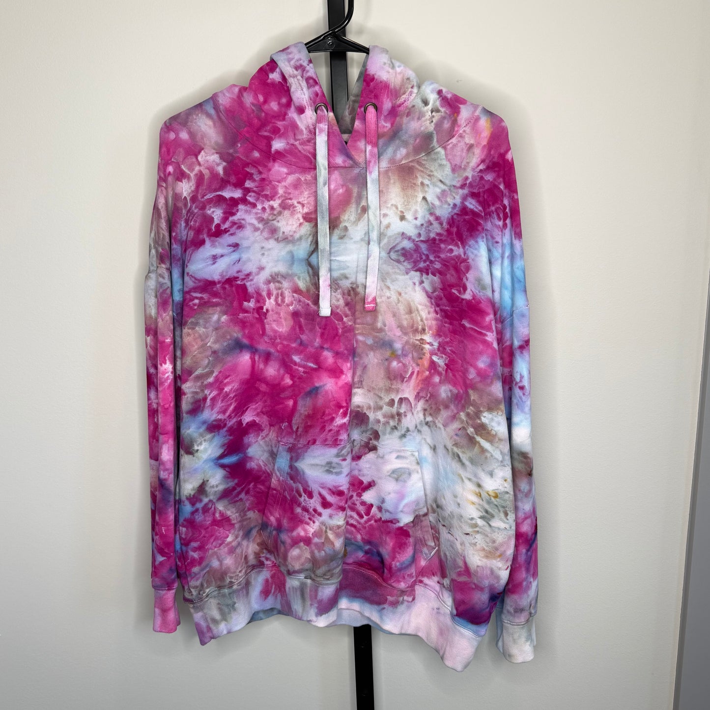 Fuchsia and blue ice dyed hoodie x-large