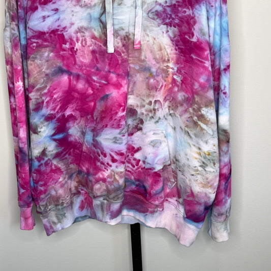 Fuchsia and blue ice dyed hoodie x-large