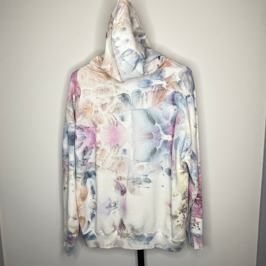 Pink and blue blooms ice dyed buffalo hoodie Large
