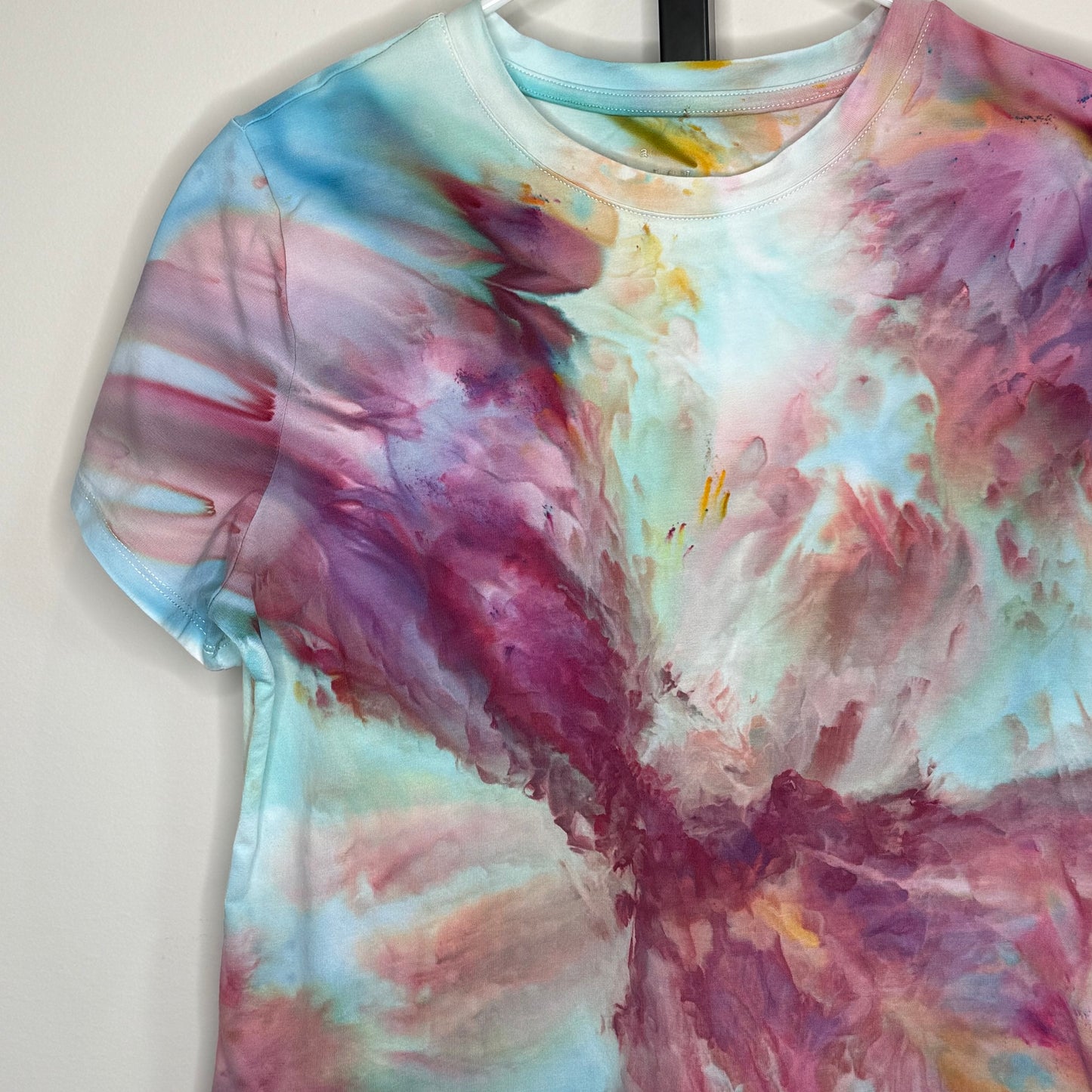 Strawberry skies abstract ice dyed shirt- medium