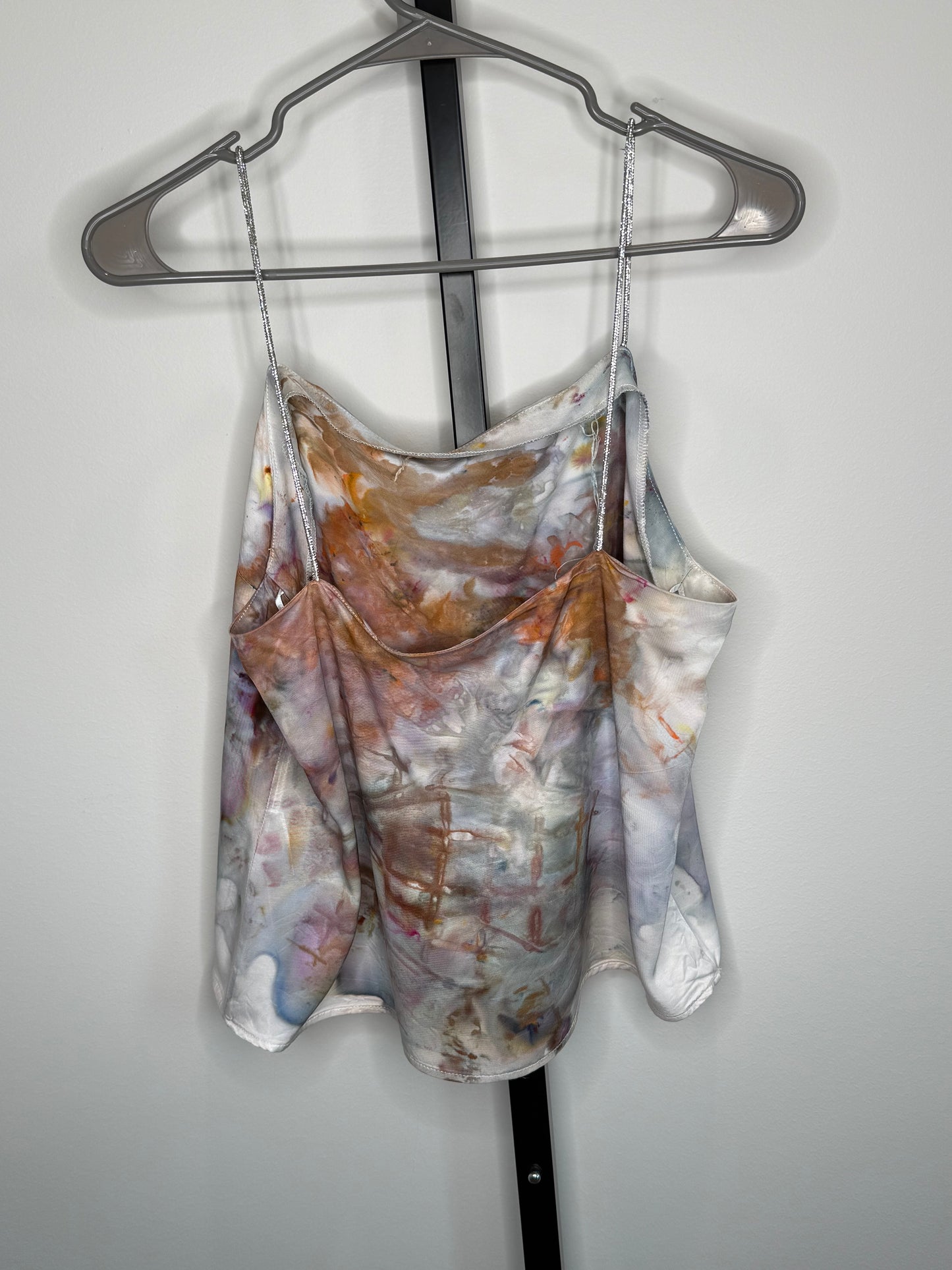 mushroom ice dyed cropped rhinestone strap top- medium
