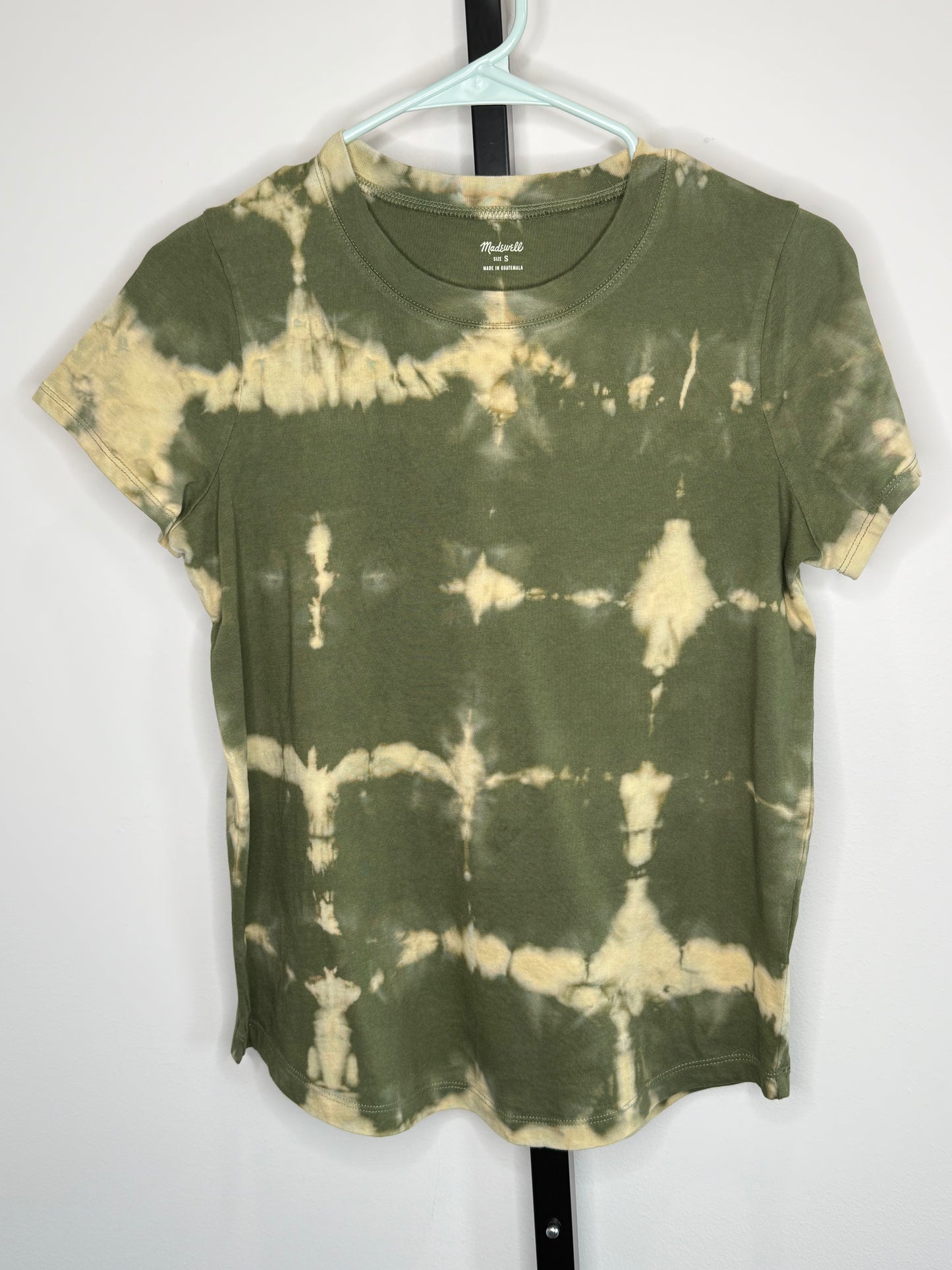 Green and yellow Shibori reverse dye t-shirt-Small