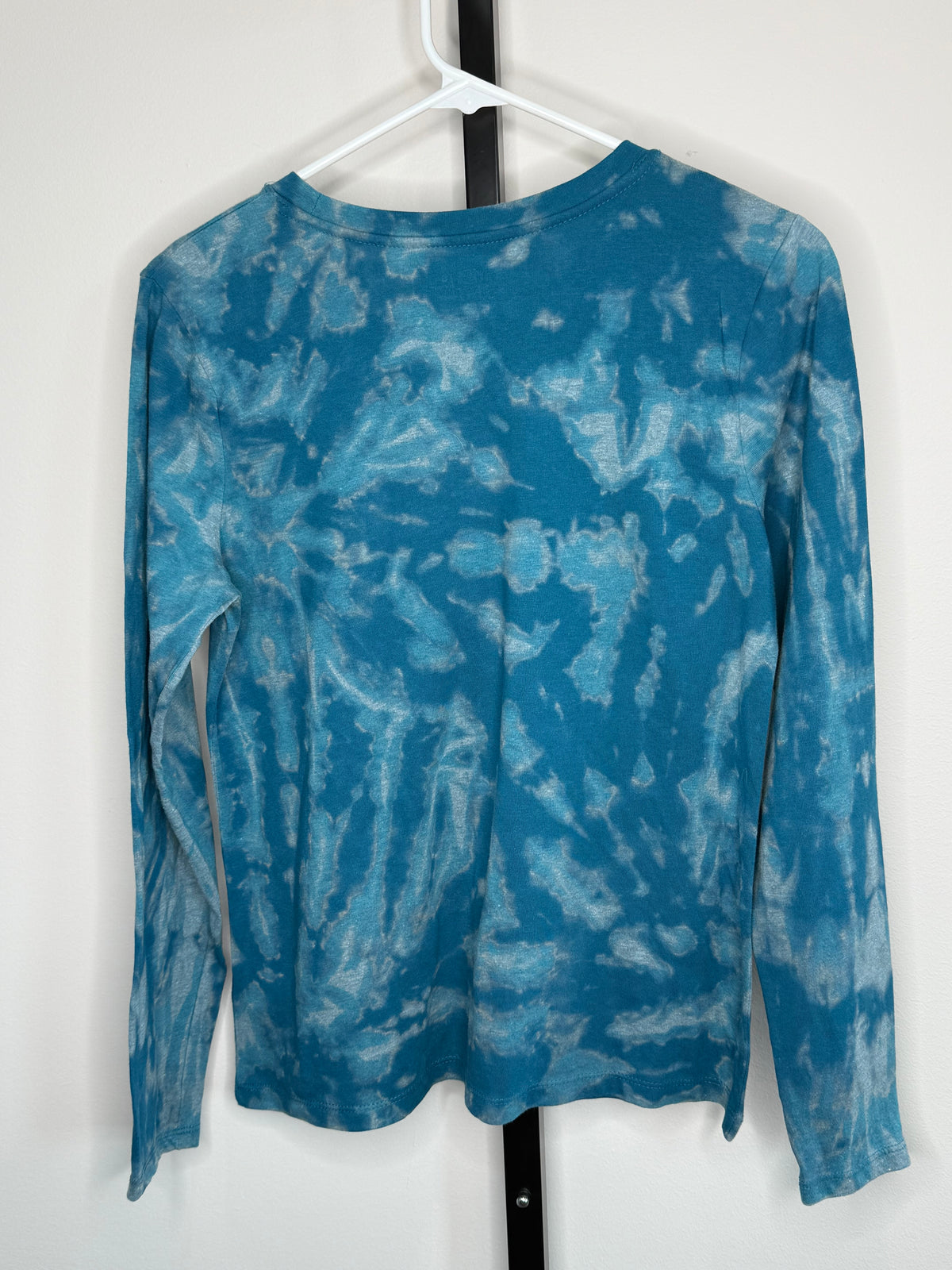 Teal reverse Shibori tie dyed long sleeve t-shirt Small