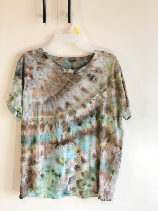 Teal and brown ice dye t-shirt- X-large