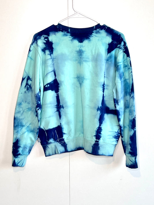Shibori dyed fila sweatshirt with pockets blue/green- Small
