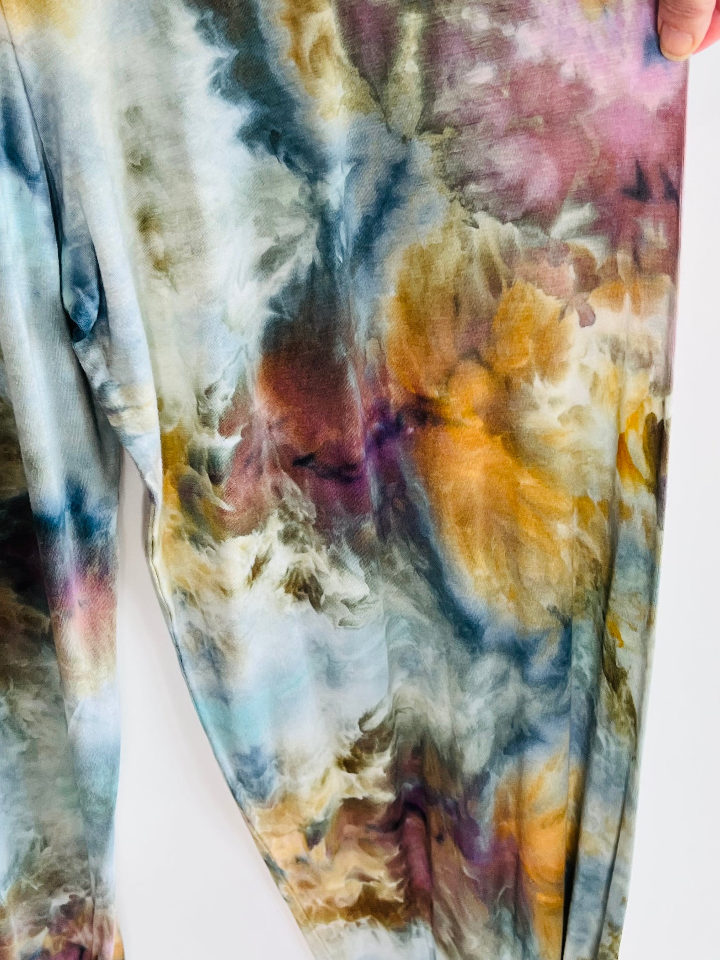 Reimagined peacock harem pants- ice dyed-XX-large