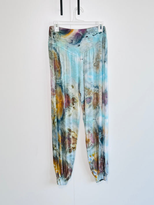 Reimagined peacock harem pants- ice dyed-XX-large