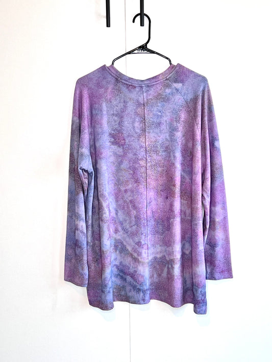 Purple hand dyed geode sweater- x large