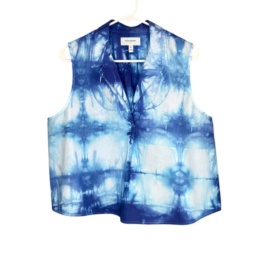 Indigo Shibori tie dyed Poplin Collared Top
