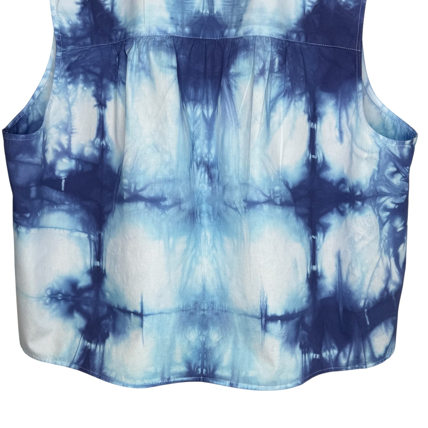 Indigo Shibori tie dyed Poplin Collared Top