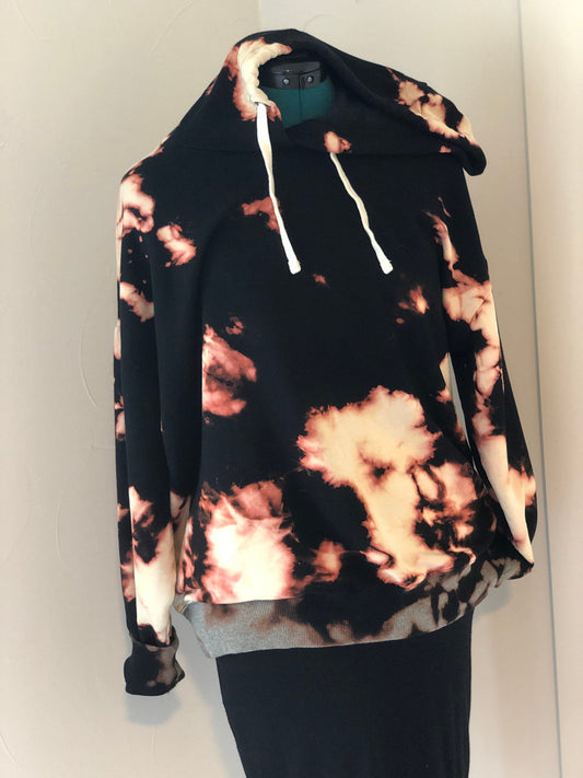 Black reverse tie dye uber soft Women's sweatshirt hoodie