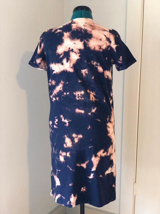 Navy and pink Reverse tie dye t shirt dress