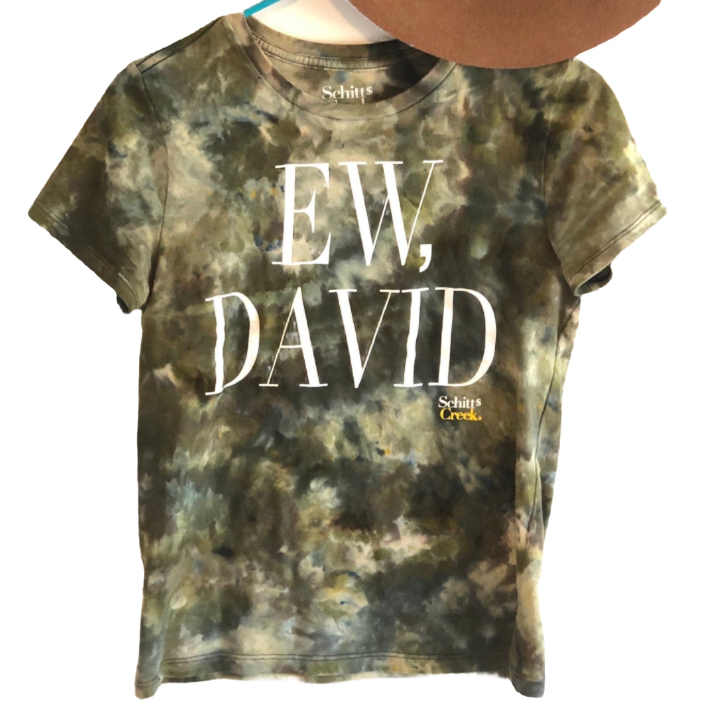Ice dyed Schitt’s Creek, ew, David t-shirt- unisex.
