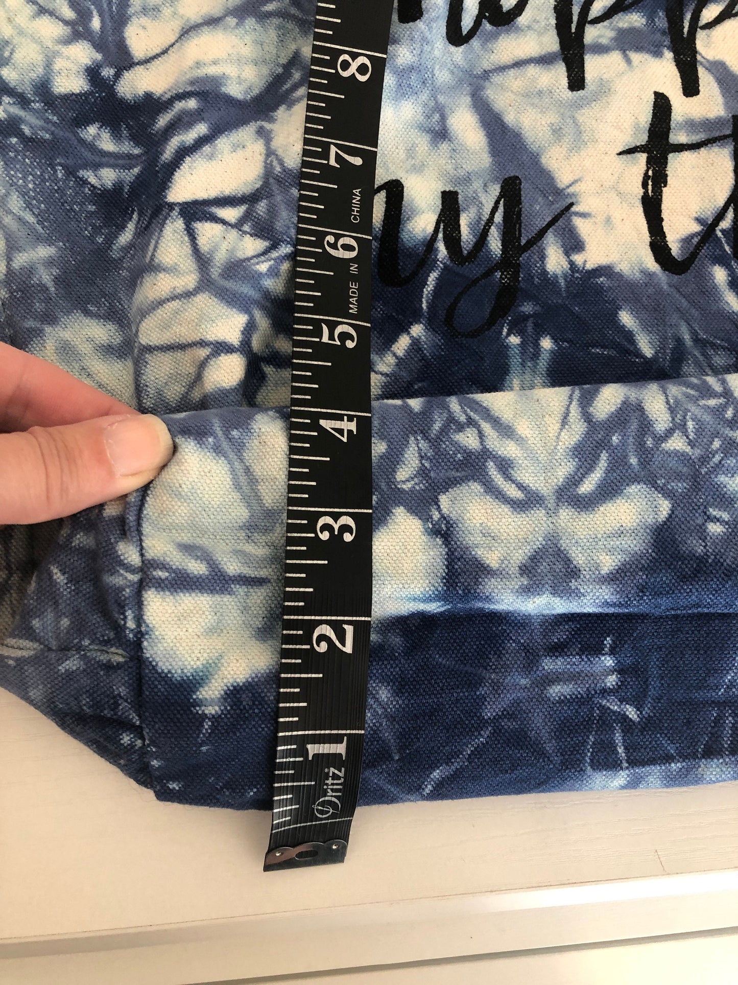 Large indigo shibori reusable shopping bag